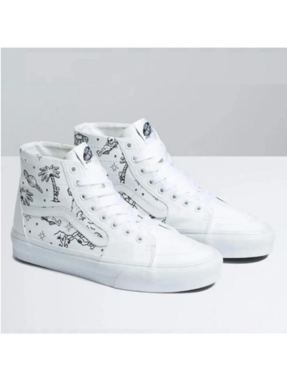 Vans Sk8-Hi Tapered Unidentified U-Paint White Skate Shoes Women 8.5 US